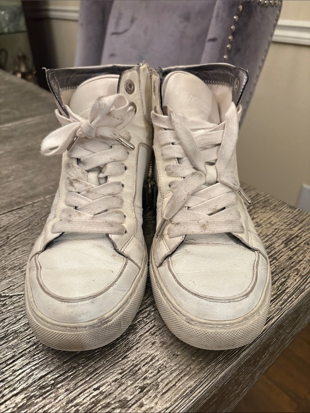 Zadig & Voltaire White Leather High-Top Sneakers